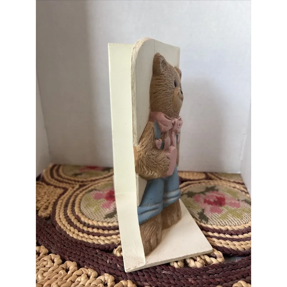 VTG 1997 Boy Teddy Bear Bookend Home Interiors Cottage Nursery Baby Toddler